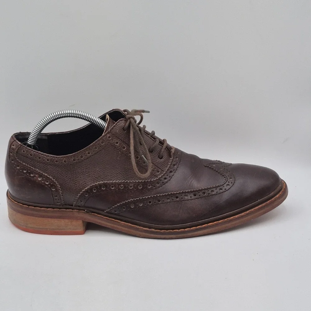 Cole Haan Wingtip Oxford Shoes Mens Size 10.5 Brown Leather Brogue Casual‎ Dress